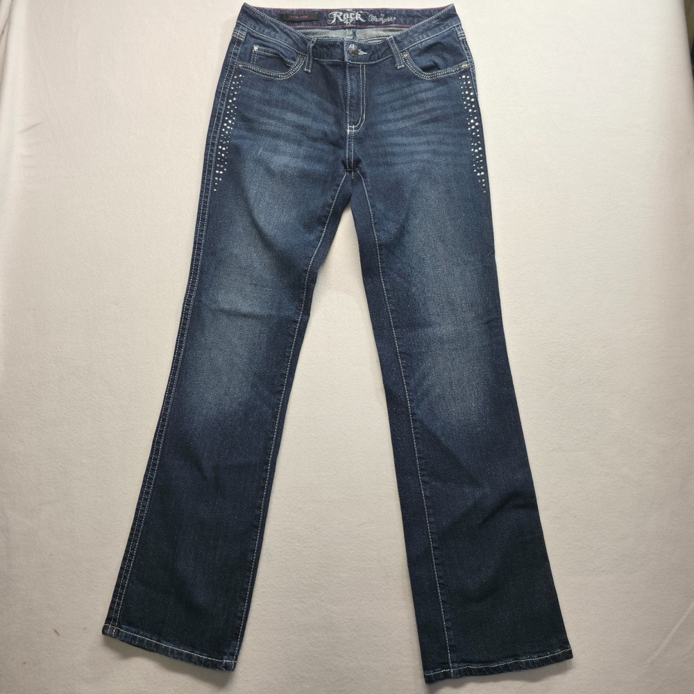 Rock 47 Women's Low Rise Bootcut Denim Blue Jeans Size 9X34 (28X33)